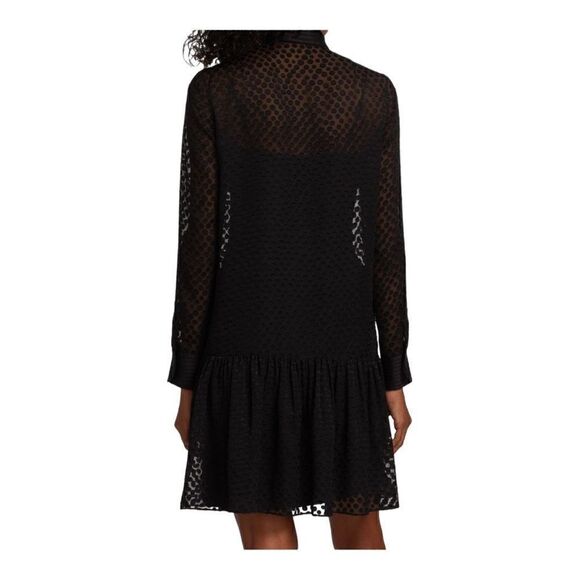 Akris punto Black Polka Dot Tieneck Shift Dress Size 8 NWT - Picture 5 of 13